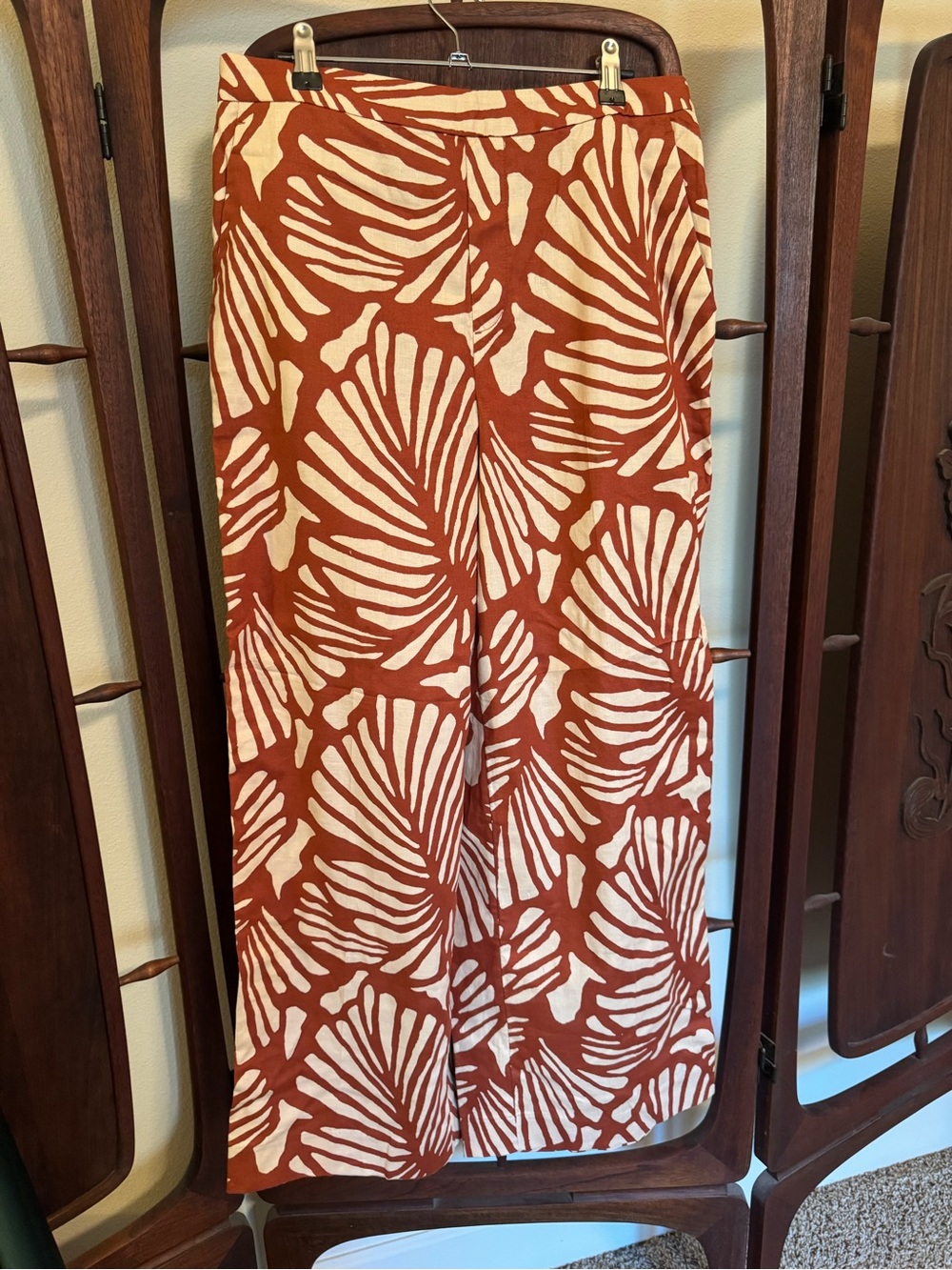 Banana Republic Factory Rust and Cream Wide-Leg Pants